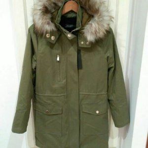 ZARA green 2in1 hooded woman parker M